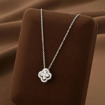 Lucky Four-leaf Clover CZ Necklace For Women's Dynamic Fashion Clavicle Chain Versatile Fashion Accessories