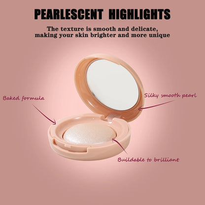 Face Highlighter Palette, High Glossy Face Illuminator Palette, Natural Glow Finish, Pearl Shimmer Smooth Baked Powder