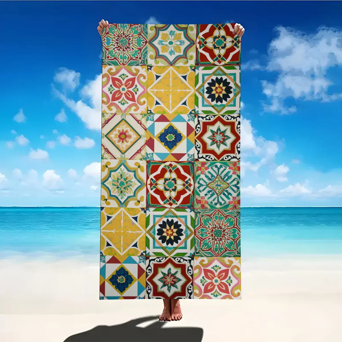 Print Sea Beach Towel Quick-Dry Washable Beach Towels Sandproof Portable Beach Towels  For Travel Swimming Camping Beach