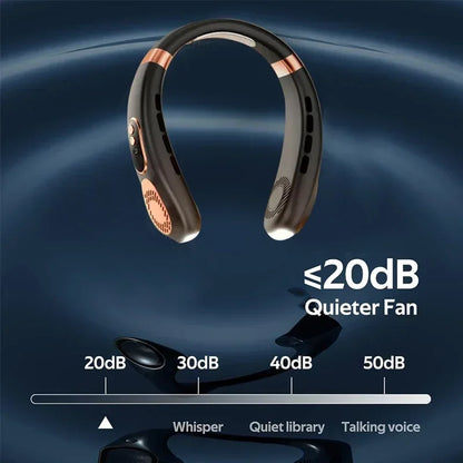 Portable Neck Fan,4000 mAh Cooling Airflow 5 Speeds Adjustable Bladeless Fan Hands Free Personal Wearable Rechargeable Battery