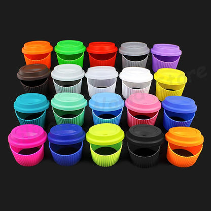 Silicone World 2PCS/Set Silicone Coffee Cup Cover Heat Insulation Anti Slip Cup Sleeve Mug Glass Cup Cover Anti-Dust Cup Lids