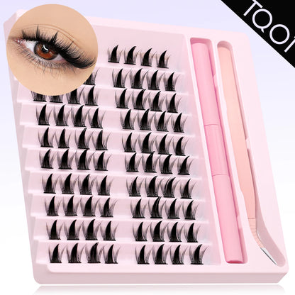 Eyelash Clusters Kit DIY Lash Extension Kit Lash Bond And Seal And Eyelash Tweezers With Waterproof Strong Hold