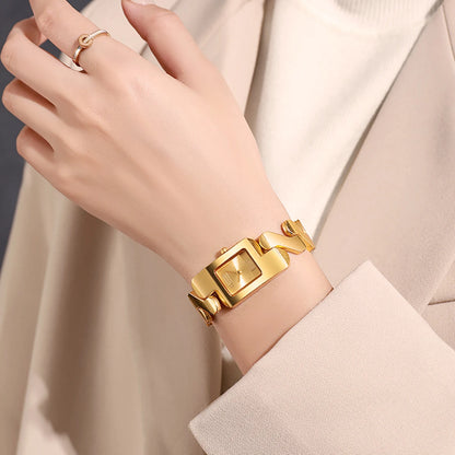 New Simple Square Arabic Digital Small Dial Steel Belt Quartz Watch