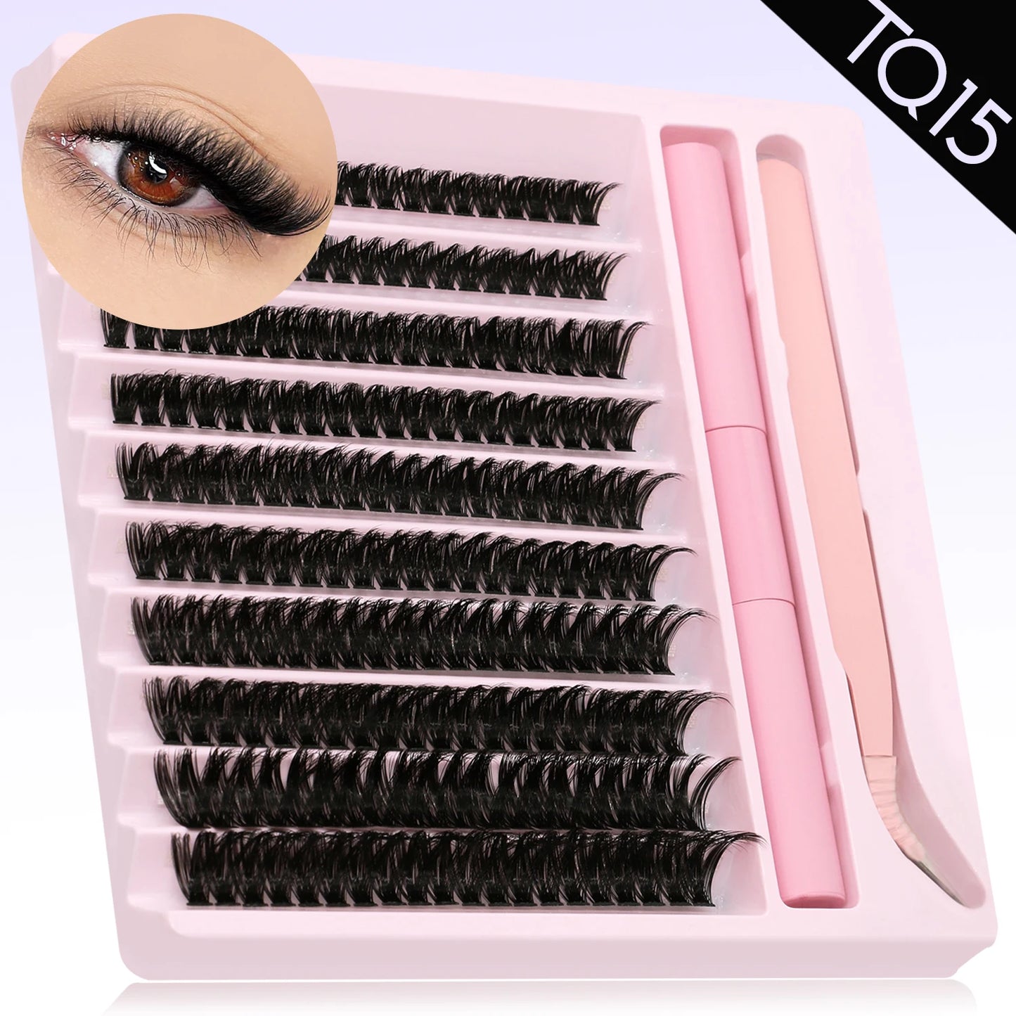 Eyelash Clusters Kit DIY Lash Extension Kit Lash Bond And Seal And Eyelash Tweezers With Waterproof Strong Hold