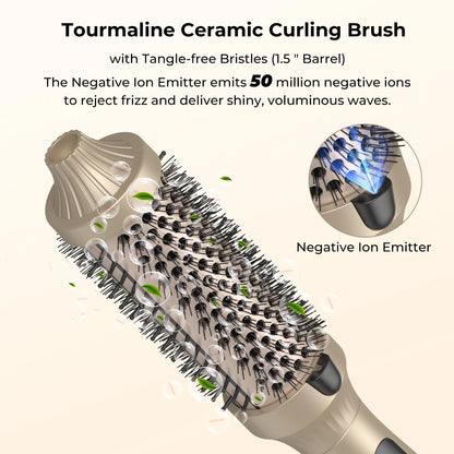 Thermal Brush One-Step Hot Air Brush&volumizer Hair Curler Straightener Hair Styling Brush Professional Curling Iron Heated GOLD