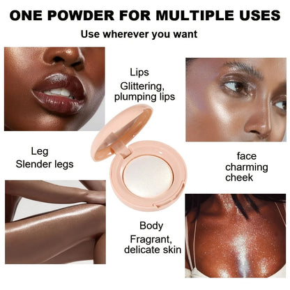 Face Highlighter Palette, High Glossy Face Illuminator Palette, Natural Glow Finish, Pearl Shimmer Smooth Baked Powder