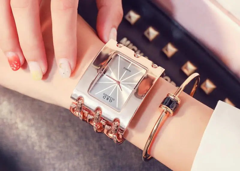 Women Luxury Brand Watch Dress Rhinestone Women Wristwatches Stylish Gold Female Watches for Women