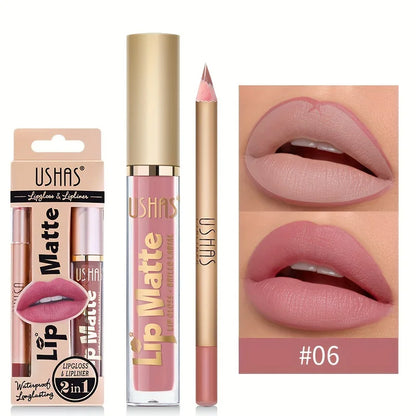 Matte Lipgloss&lip Liner Set 12 Colors Waterproof Luquid Lipstick High Pigmented Long Lasting Waterproof Lips Makeup