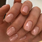 Glossy Press on Nails Set Short Oval Shiny Gradient French Nail Art Design Reusable Full Cover Fake Nails with Glue for Girls