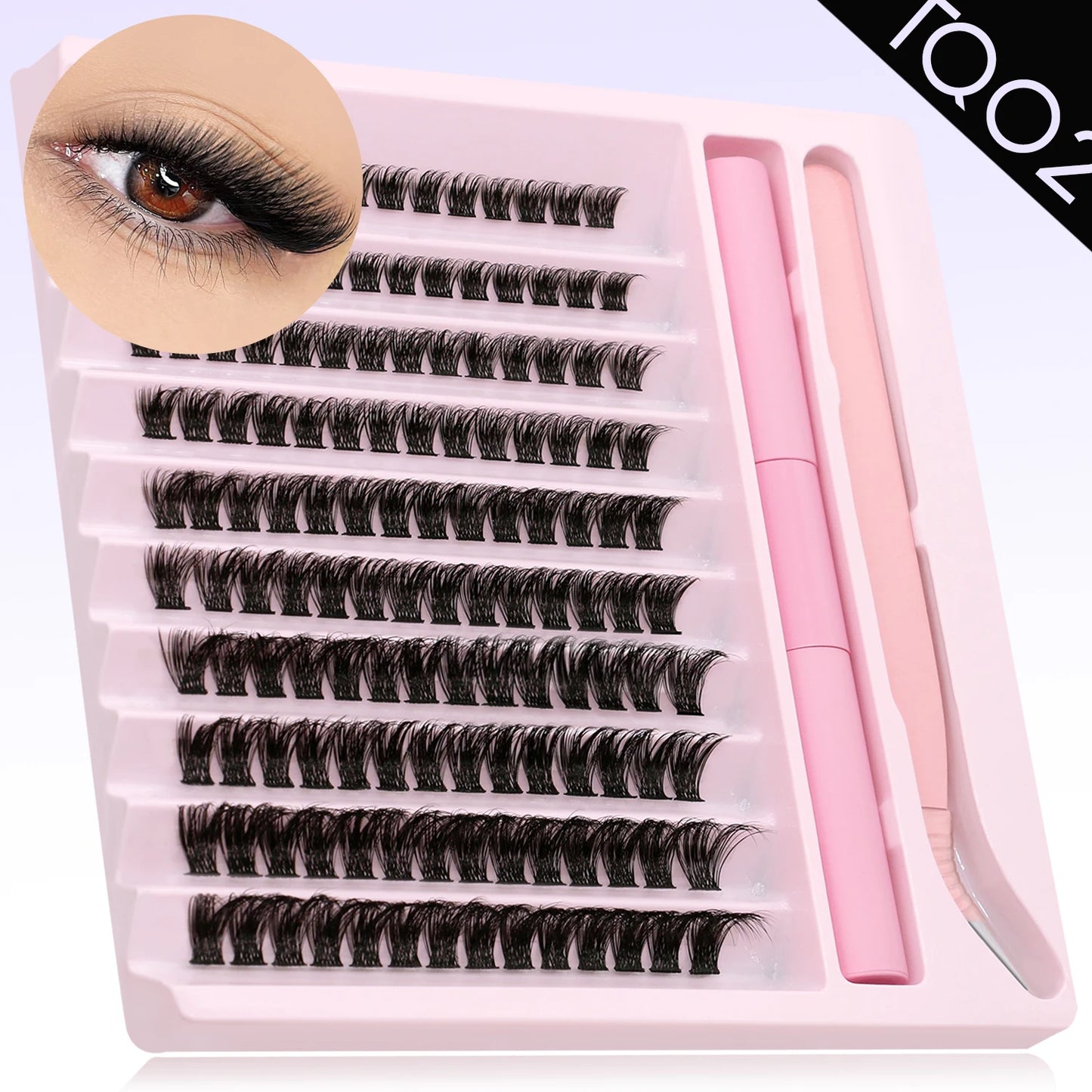 Eyelash Clusters Kit DIY Lash Extension Kit Lash Bond And Seal And Eyelash Tweezers With Waterproof Strong Hold