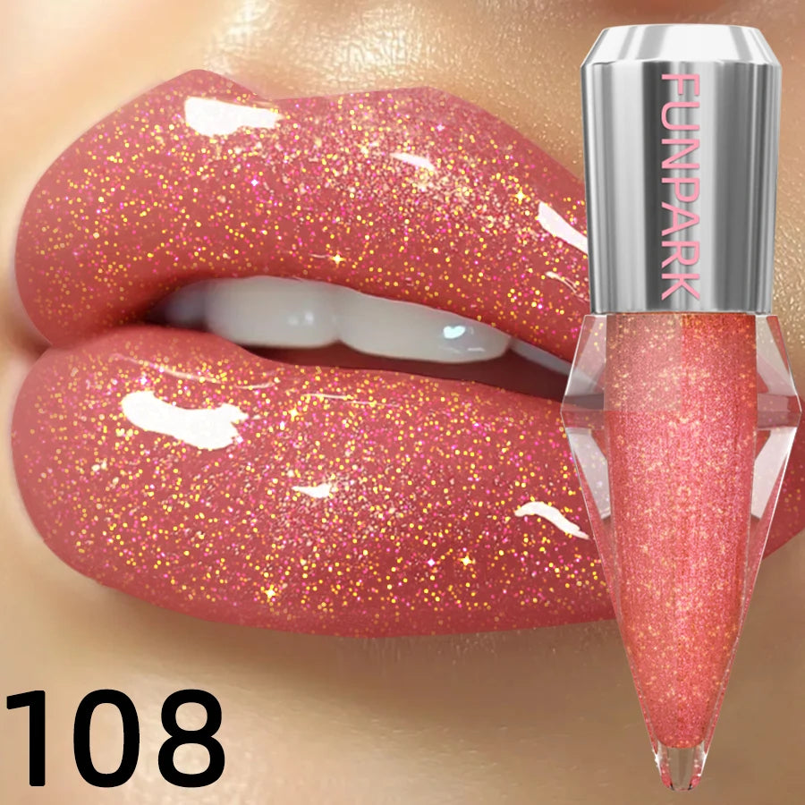 8-Color Glitter Shimmer Lip Gloss | Moisturizing Diamond Liquid Lipstick for Plump, Shiny Lips