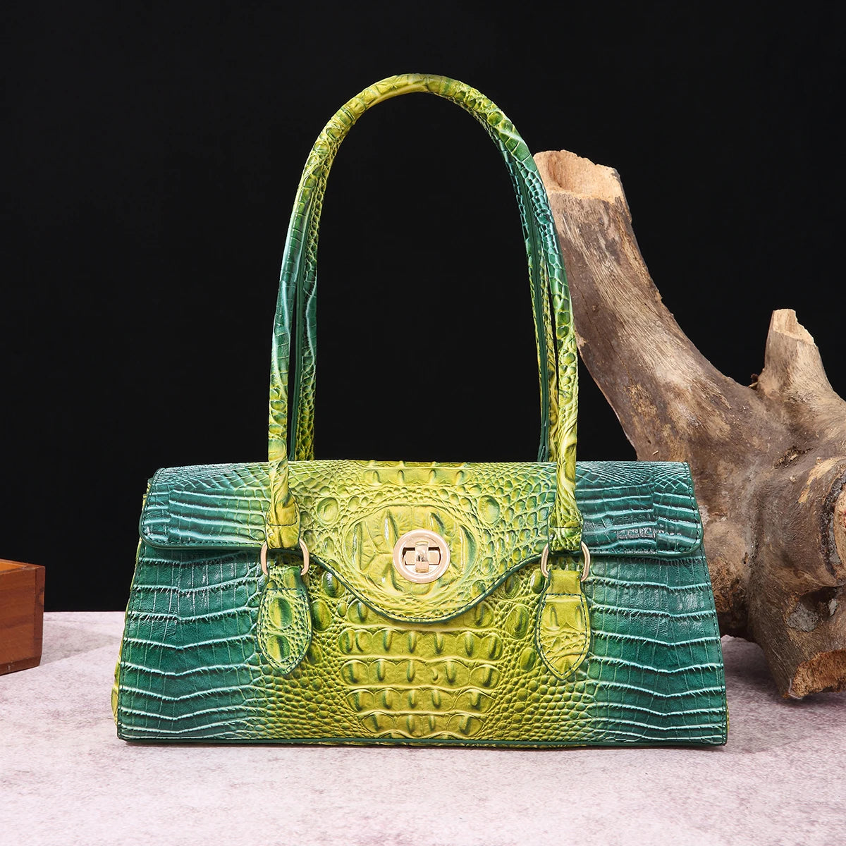 Multicolor Crocodile Pattern Fashion Handheld Stick Bag Large Capacity One Shoulder Underarm Bag Women's Luxury Handbag