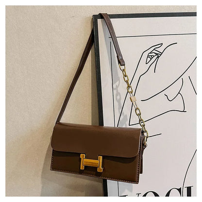 Women's Bag Fashion Senior Texture Crossbody Shoulder Bag Hundred Small Square Bag Brown Niche Light Luxury Women's Bag