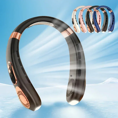 Portable Neck Fan,4000 mAh Cooling Airflow 5 Speeds Adjustable Bladeless Fan Hands Free Personal Wearable Rechargeable Battery