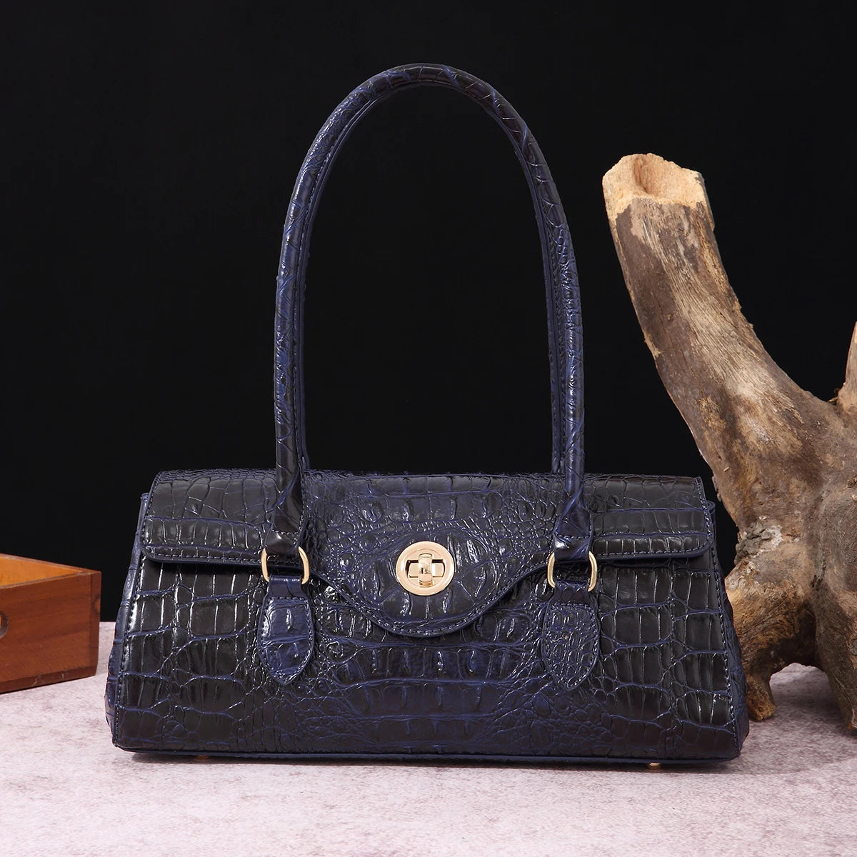Multicolor Crocodile Pattern Fashion Handheld Stick Bag Large Capacity One Shoulder Underarm Bag Women's Luxury Handbag