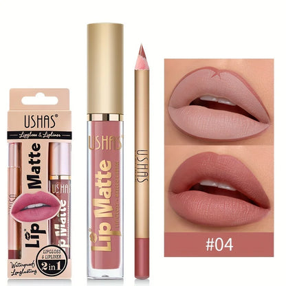 Matte Lipgloss&lip Liner Set 12 Colors Waterproof Luquid Lipstick High Pigmented Long Lasting Waterproof Lips Makeup