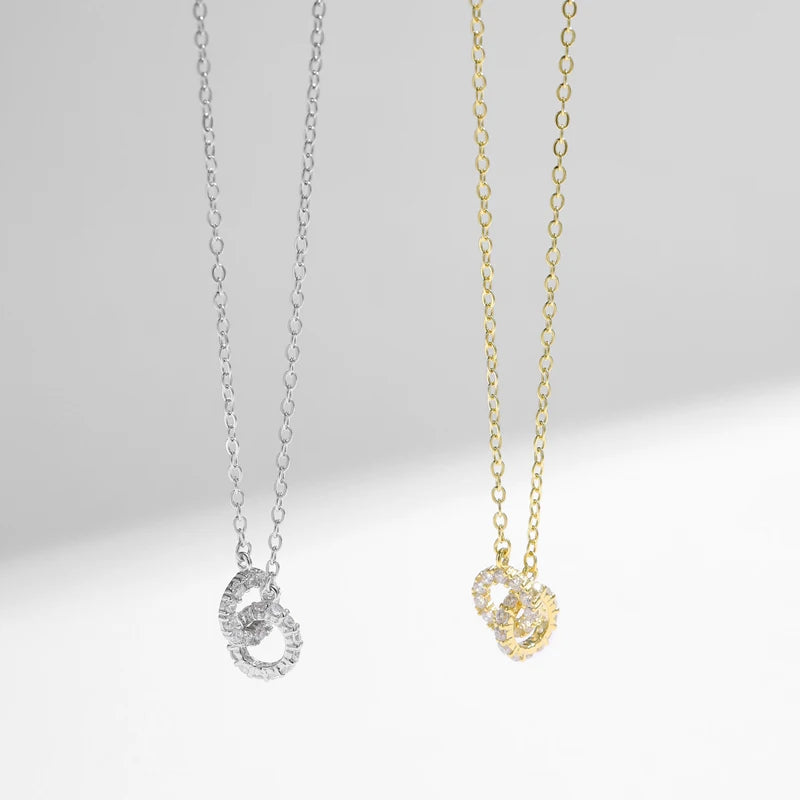 S925 Silver Round Choker Zircon For Women Fashion Chain Minimalist Dainty Double Circle Pendant Necklace Neck Fine Jewelry