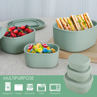 3Pcs Silicone Food Storage Containers 6.7+10+20oz Food Grade Silicone Bento Box Leakproof Silicone Meal Prep outdoor lunch box