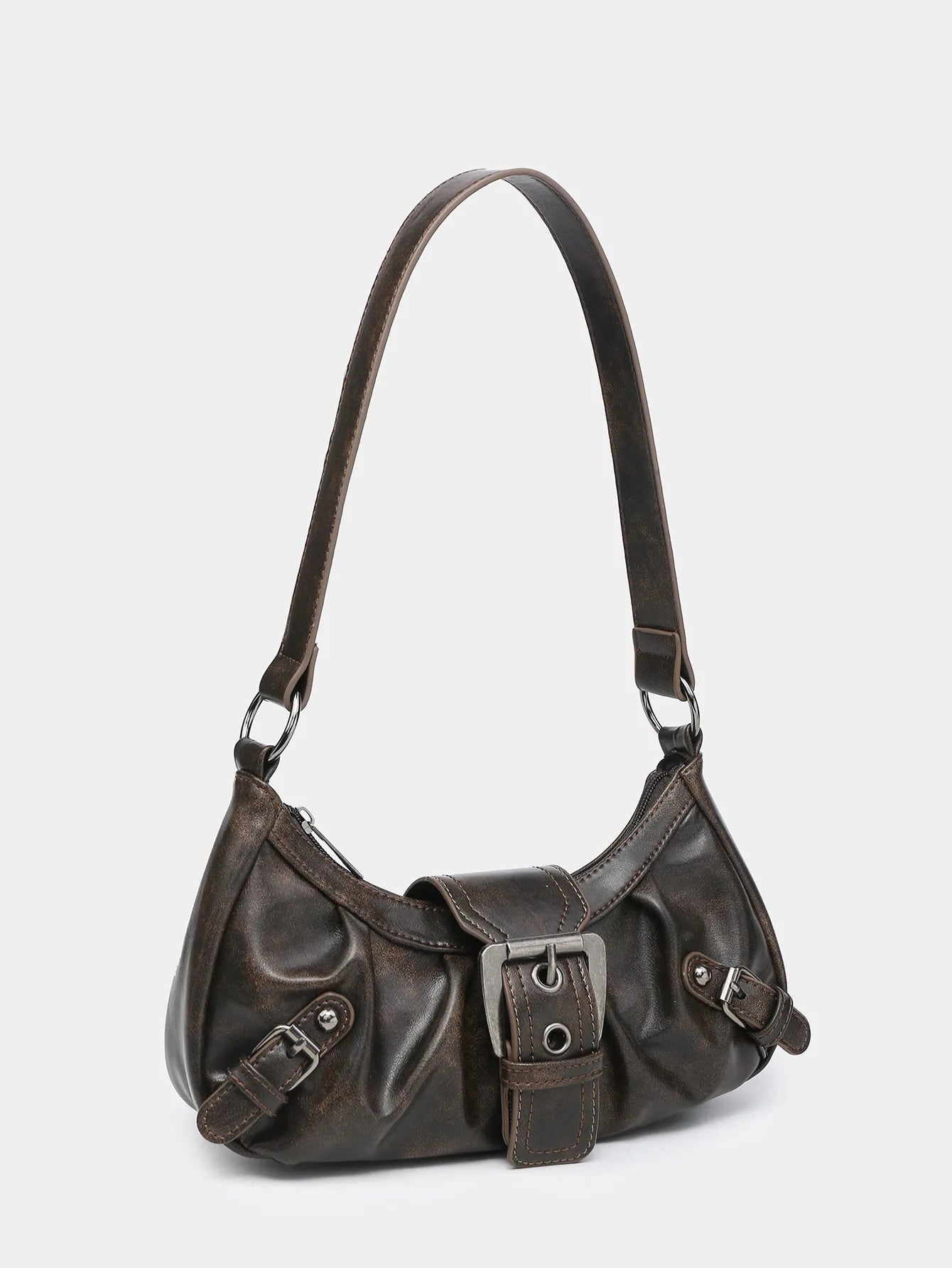 Y2K Punk Style Hobo Bag – Studs & Buckles Shoulder Bag for Women