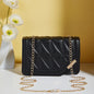 Triangle diamond check embroidery small square bag new fashion with solid color sequin magnetic link crossbody bag
