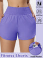 Women Side Zippered Pocket With Inner Lining Shorts Quick Drying Running Fitness Yoga Leisure Sport Shorts