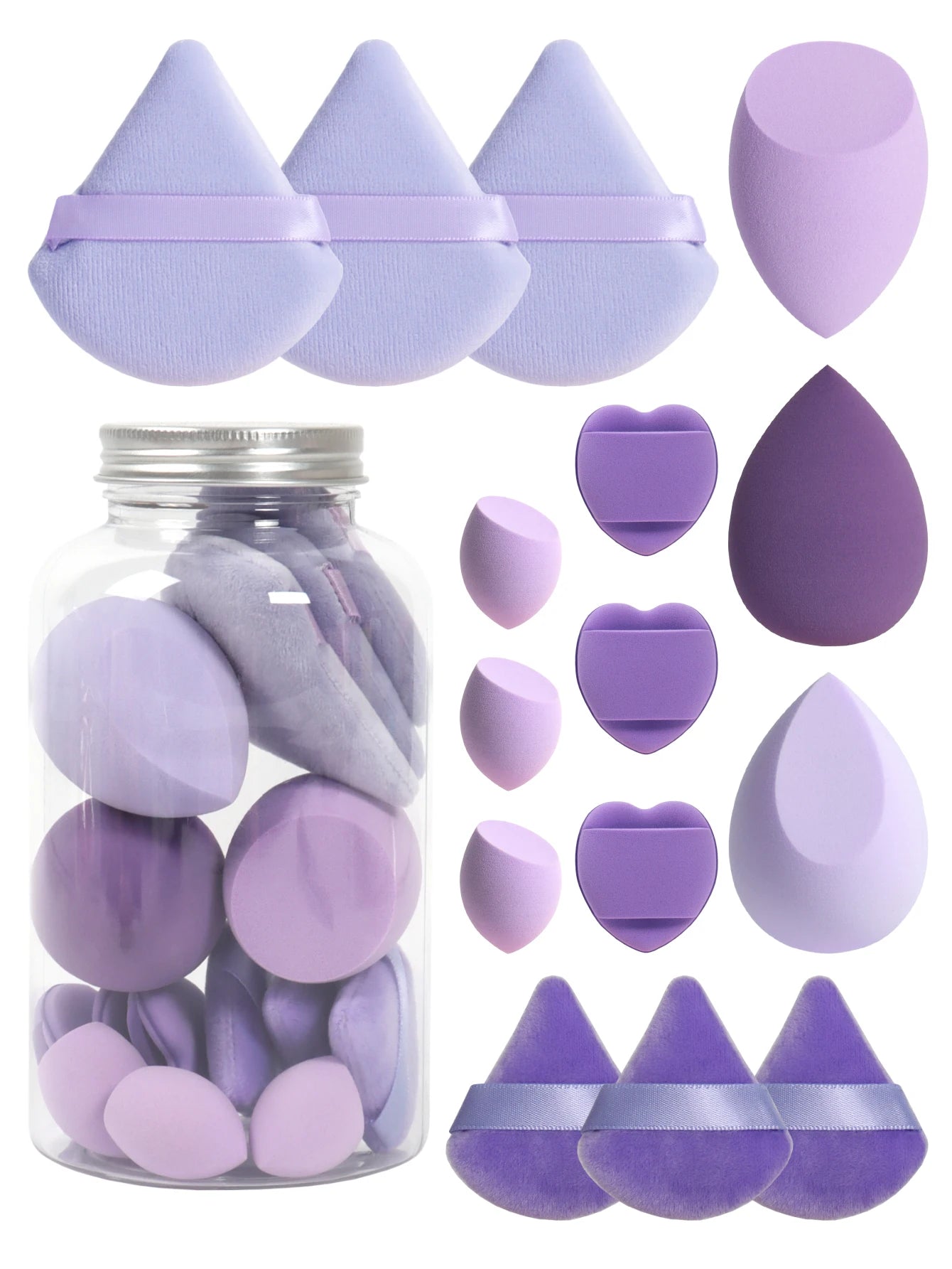 15-Piece Makeup Puff & Sponge Set – Loose Powder Puffs, Mini Makeup Eggs & Air Cushion Applicators
