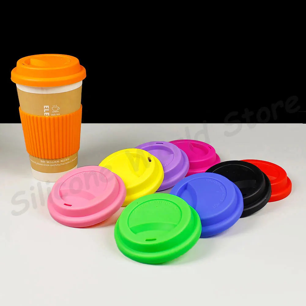 Silicone World 2PCS/Set Silicone Coffee Cup Cover Heat Insulation Anti Slip Cup Sleeve Mug Glass Cup Cover Anti-Dust Cup Lids