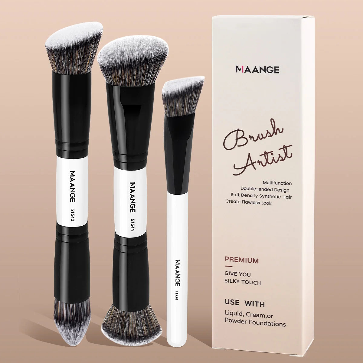 Makeup Brush Set Soft Hair Synthetic Kabuki Brushes Foundation Powder Blending Concealer Eyeshadow Double-ended Brushes