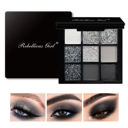 9-Grid Red Eyeshadow Palette Purple Glitter Pearlescent Matte Eye Shadow Shimmer Makeup Long Lasting Women Beauty Eye Cosmetics
