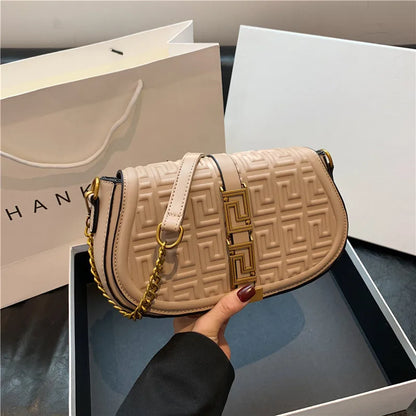 Leather Underarm Bag Women Gold-Tone Chain Crossbody Convertible Day-to-Evening Shoulder Purse Quiet Luxury Essential