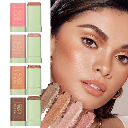 Rotating Contouring Stick Highlight Contouring And Brightening Shadow Stick, Flatness Contouring Stick Makeup Bronzer Stick（19g）