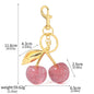 Delicious Crystal Red Pink Cherry Keychain Summer Fruits Cherries Pendant Keyring For Women Men Jewelry Bag Key Accessories Gift