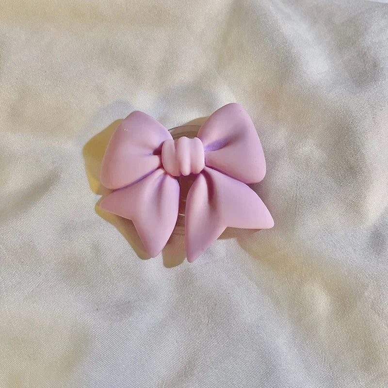 Cute Plain Macaron Color Bow-knot Smart Tok Universal Phone Holder Korean Girl's Phone Bracket GripTok Stand Socket Lazy Bracket