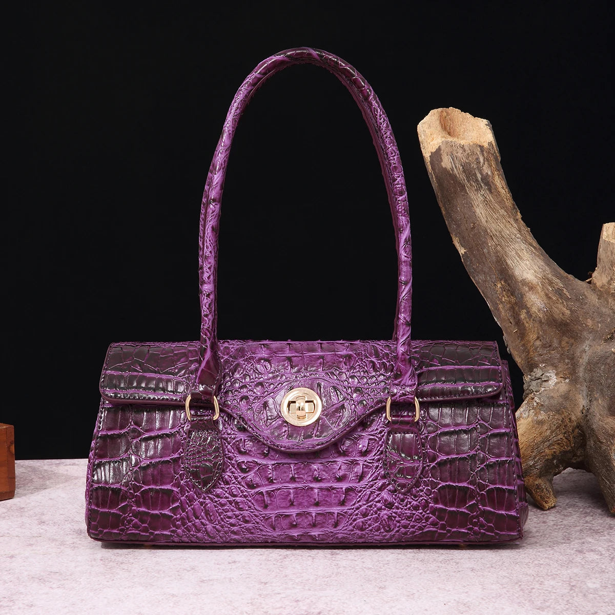 Multicolor Crocodile Pattern Fashion Handheld Stick Bag Large Capacity One Shoulder Underarm Bag Women's Luxury Handbag