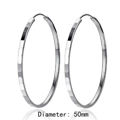 New Fashion18K Gold Plated Hoop Earrings For Women 925 Sterling Silver 2.0mm Fashion Earring 3/4/5/6CM