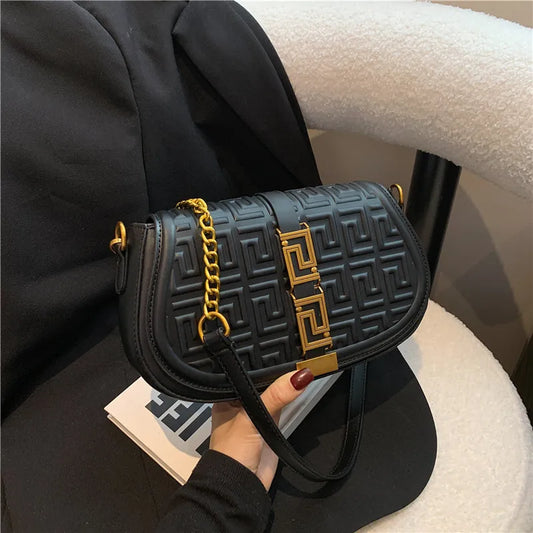 Leather Underarm Bag Women Gold-Tone Chain Crossbody Convertible Day-to-Evening Shoulder Purse Quiet Luxury Essential
