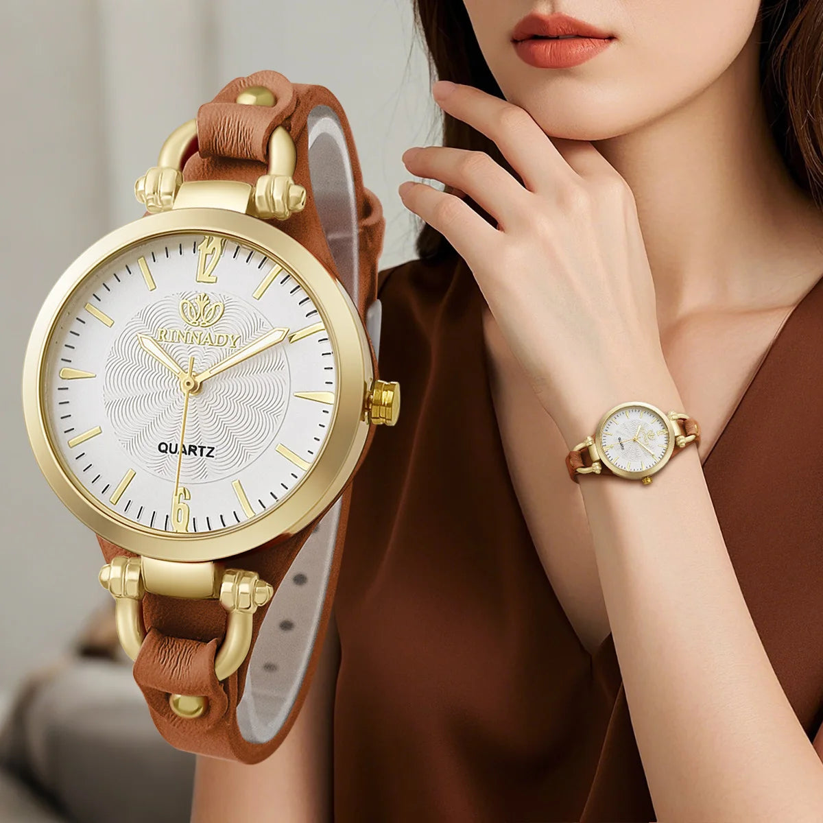 Women Watch Leather Strap Quartz Watches Ladies Casual Wristwatches Clock