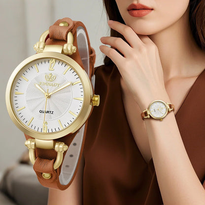 Women Watch Leather Strap Quartz Watches Ladies Casual Wristwatches Clock