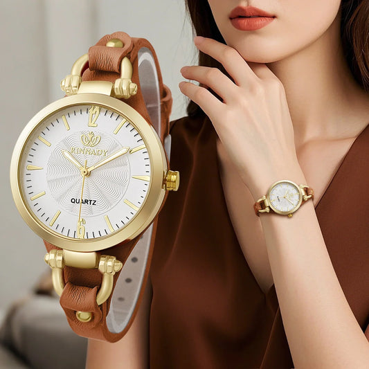 Women Watch Leather Strap Quartz Watches Ladies Casual Wristwatches Clock