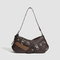Vintage Belts Deco Women Shoulder Bags Designer Armpit Bag Punk Motorcycle Bag Luxury Pu Leather Lady Handbag