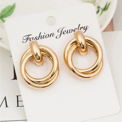 Classic Gold Color Geometric Irregular Stud Earrings for Women Design Sense Knot Piercing Earring Fashion Jewelry