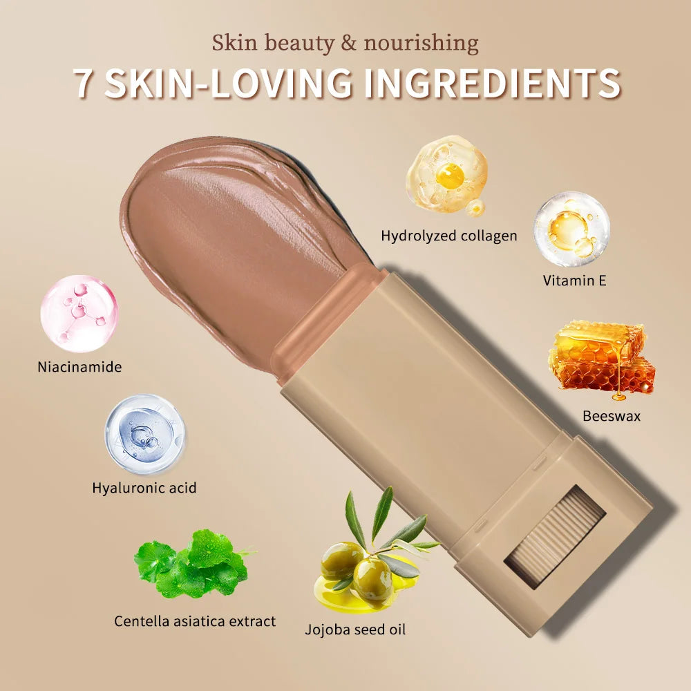 Stick Foundation Balm Serum Boosted Skin Tint Foundation Stick Smooth Plumper Hight Coverage Travel Bronze Foundation Stick