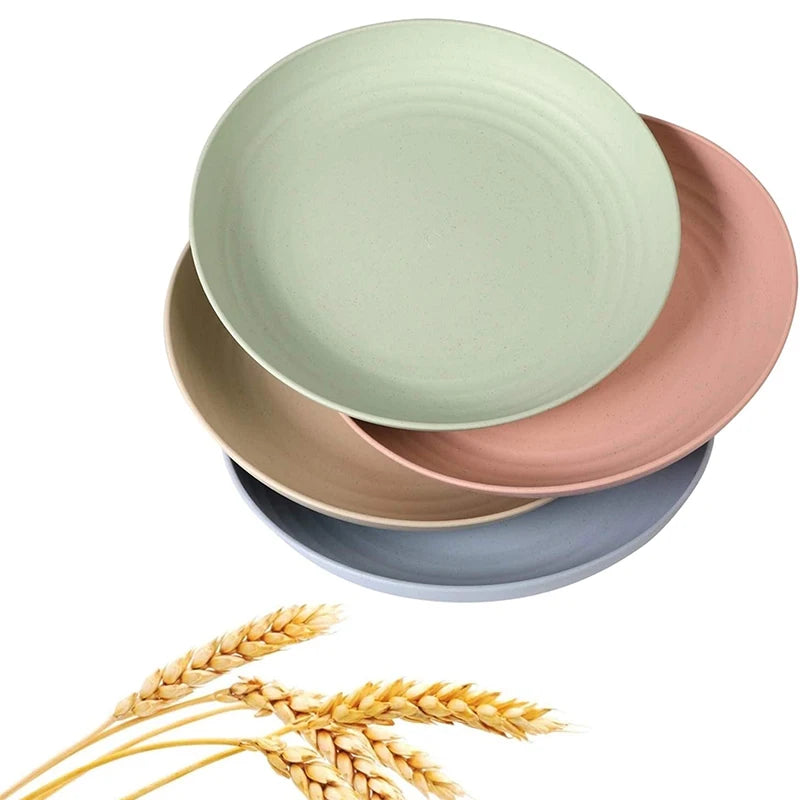 4Pcs Wheat Straw Plates Set