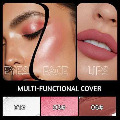 Blush Contour Highlighter Stick for Cheeks Eyes Lip Lightweight Dewy Finish Blush Stick Contour Natural Blusher Stick Makeup Set