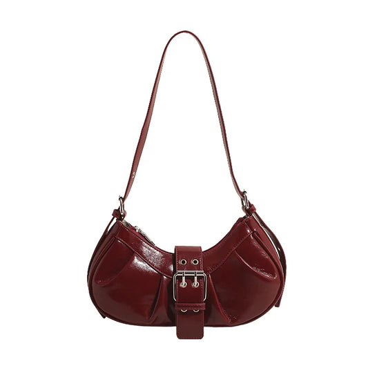 Leather Crossbody Bag for Women Clutch Purse with Adjustable Strap Hobo Bag Buckle Underarm Purse for Travel Work Shopping