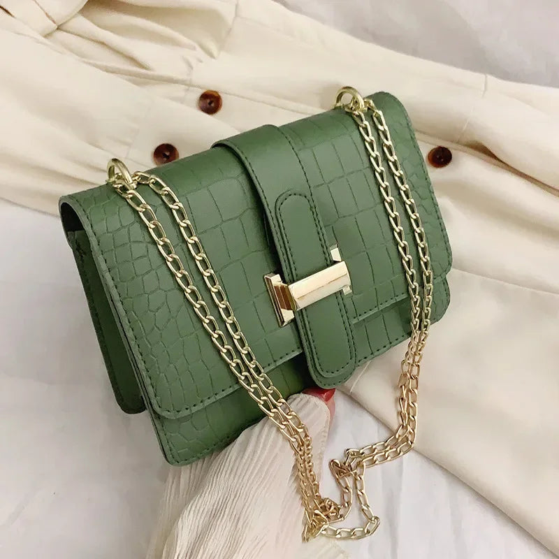Tote Handbags Chains Shopper Clutch Handbag Winter Large Shoulder Bags for Women Stone Pattern PU Leather Crossbody Bags