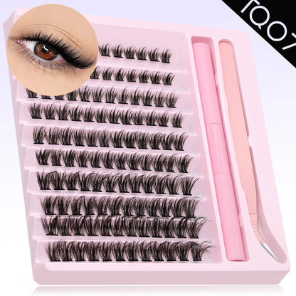 Eyelash Clusters Kit DIY Lash Extension Kit Lash Bond And Seal And Eyelash Tweezers With Waterproof Strong Hold