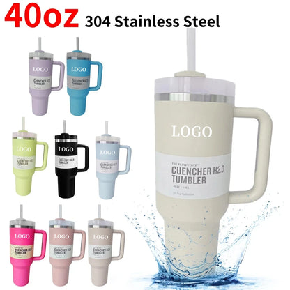 40oz Insulated Tumbler With Lid and Straws Stainless Steel Coffee Tumbler with Handle Double Wall Vacuum Leak Proof Coffee Cup