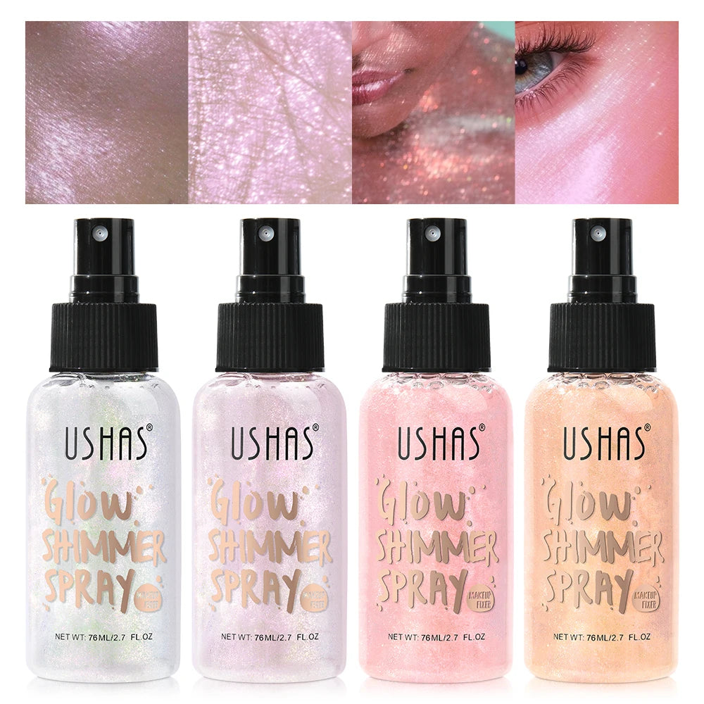 Body highlight spray, quick-drying and non-sticky, liquid glitter highlighter, long-lasting gloss