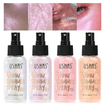 Body highlight spray, quick-drying and non-sticky, liquid glitter highlighter, long-lasting gloss